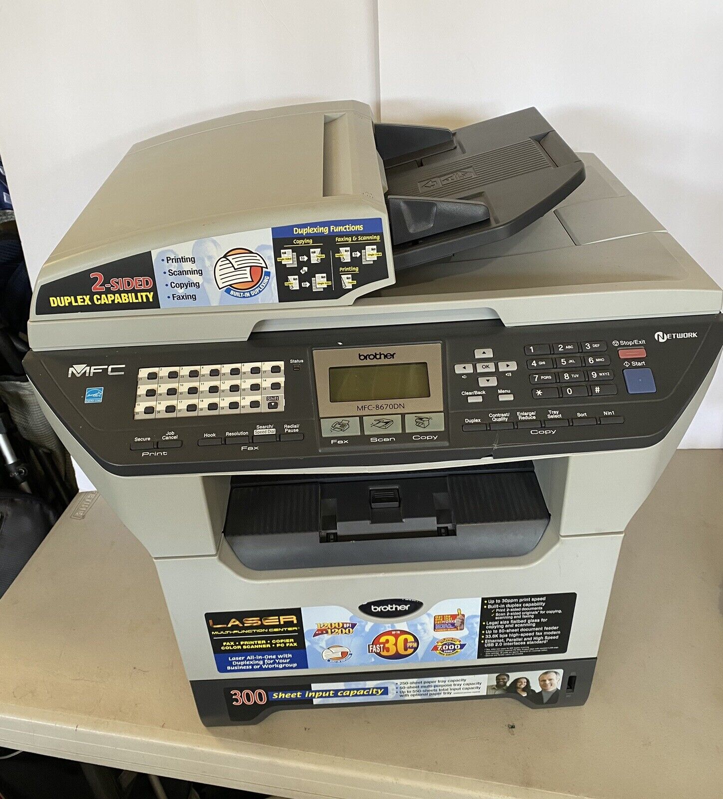 Brother Mfc-8670dn Laser Fax Copier Printer Network New Drum