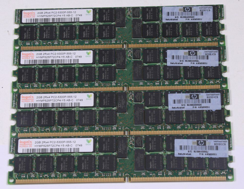 HYNIX HP 8GB (4 x 2gb) 2RX8 PC2-5300P-555-12, RAM CARD, HYMP125P72CP8-Y5
