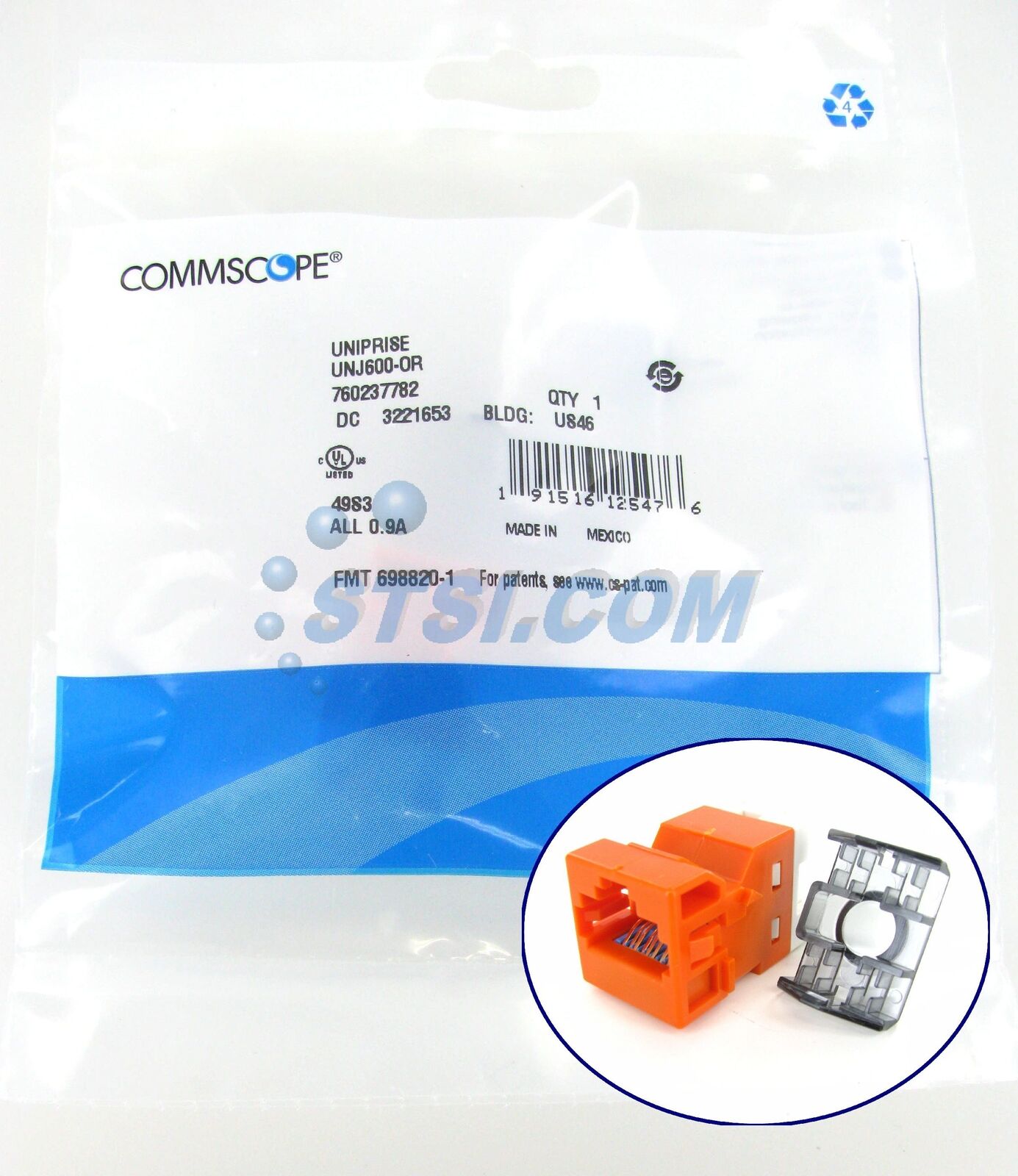Commscope UNJ600-OR Uniprise Cat6 M-Series Modular Jack, Orange *READ* ~STSI