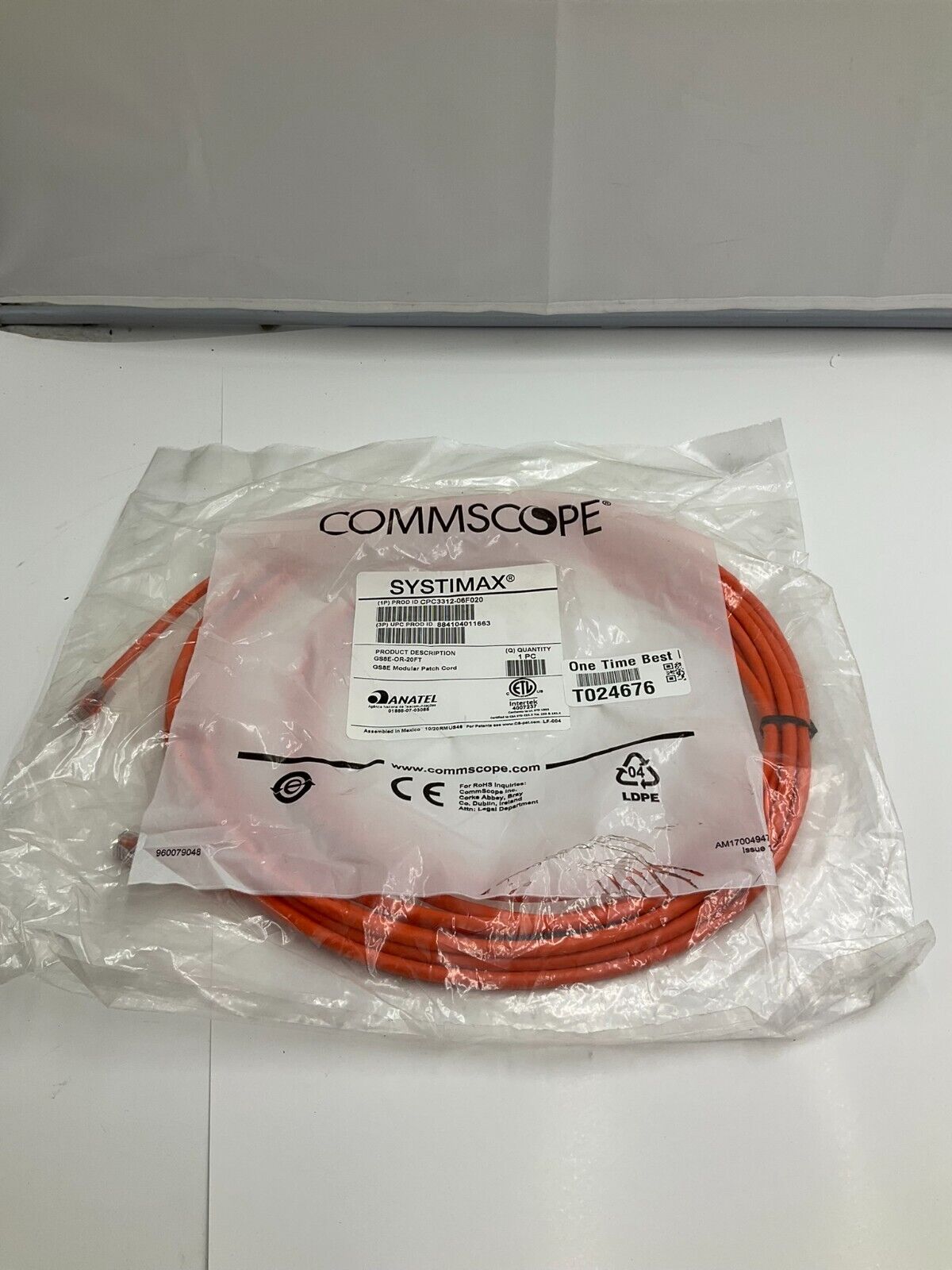 (QTY 2) COMMSCOPE SYSTIMAX SOLUTIONS GS8E-OR-20FT CPC3312-06F020 *SHIPS FAST*