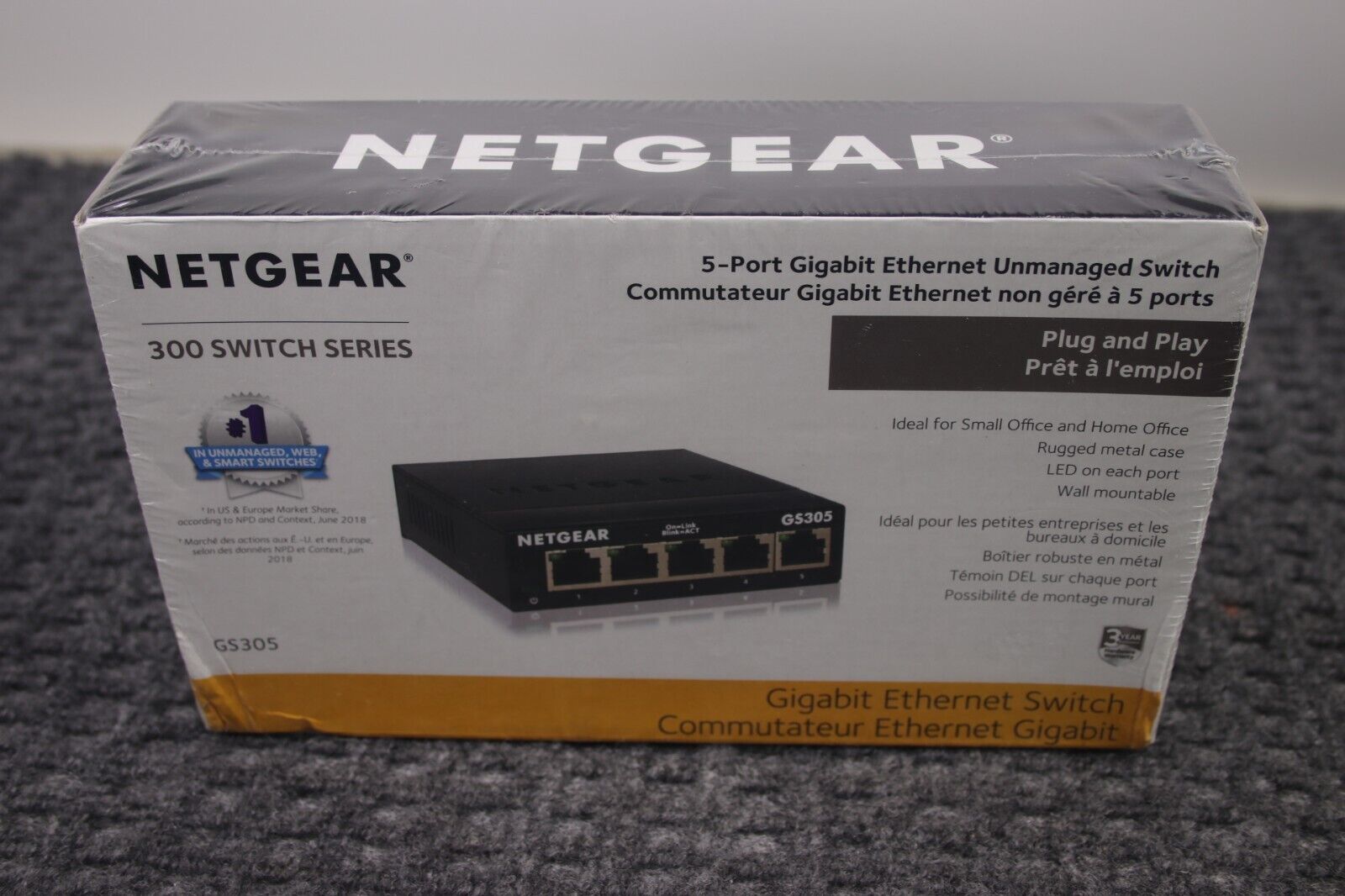 Netgear 5 Port Gigabit Ethernet Unmanaged Switch GS305 NEW
