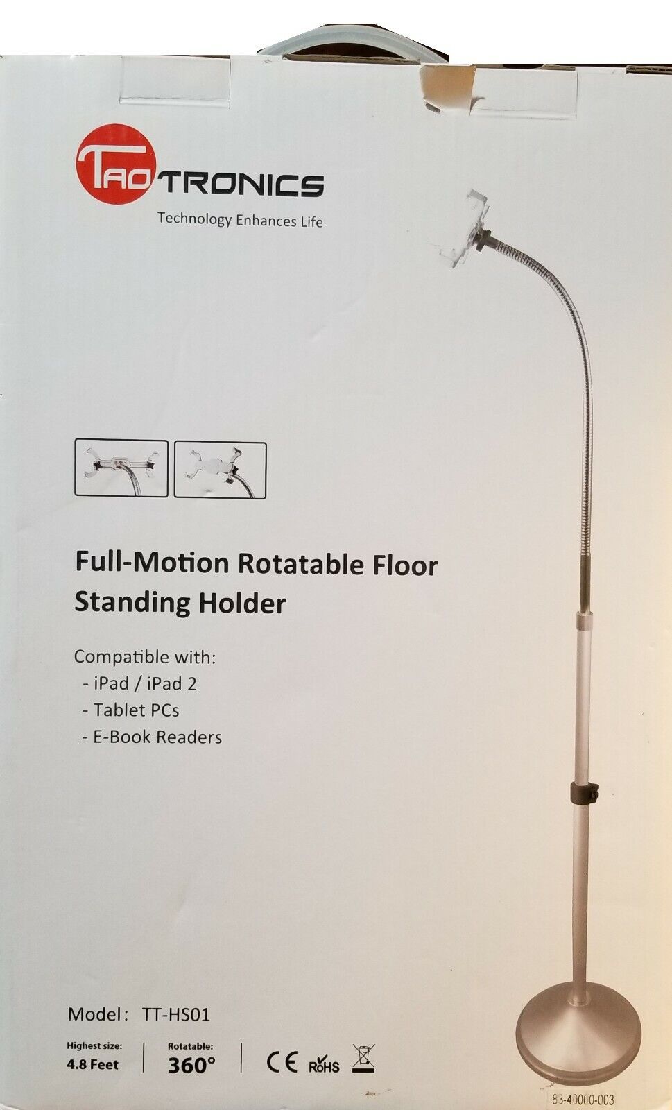 TaoTronics Full-Motion Rotatable Floor Standing Holder for Tablets, E-Books, iPa