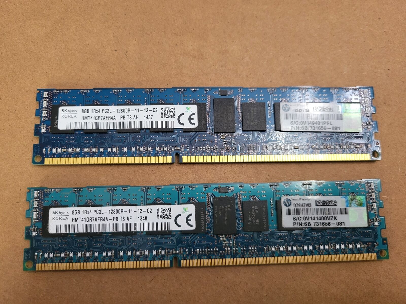 LOT OF 2 HMT41GR7AFR4A-PB HYNIX 8GB PC3-12800 DDR3-1600MHZ  MEMORY MODULE W4-3(4