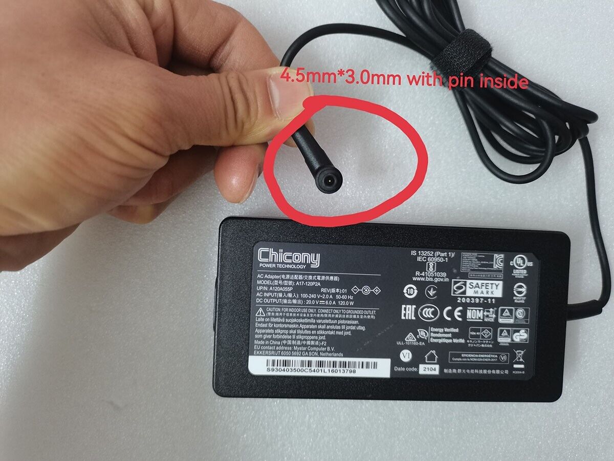 Chicony 20V 6A 120W A17-120P2A For MSI Summit E16Flip A13VET RTX4050 OEM Charger
