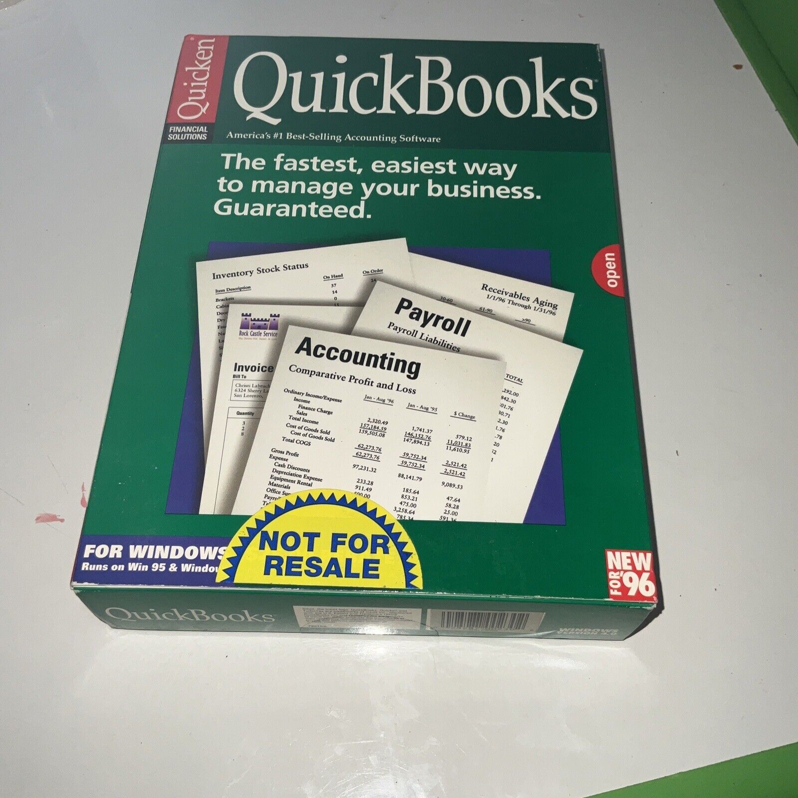 VTG Original Quickbooks Version 4.0 Windows 95 Software 3 1/2.