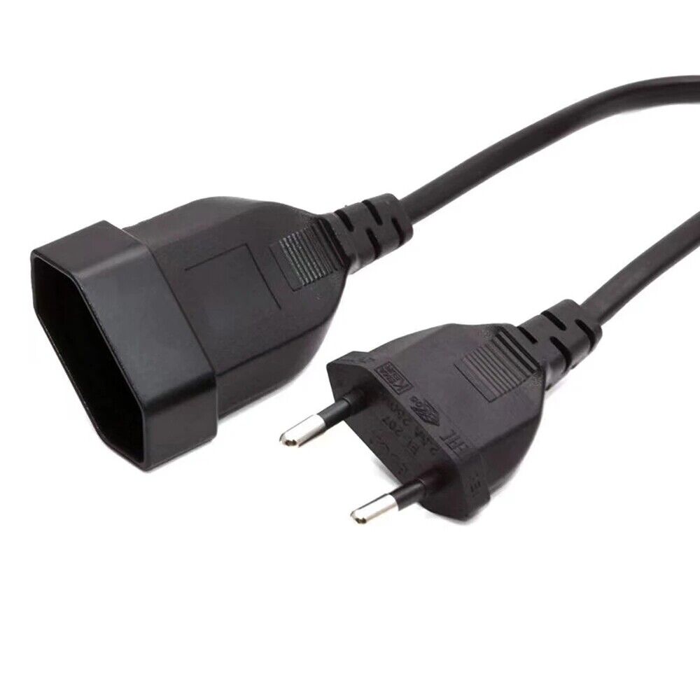 EU Plug AC Power Extension Cable 2 Prong Male to Female Extender Cord 2X0.75mm2