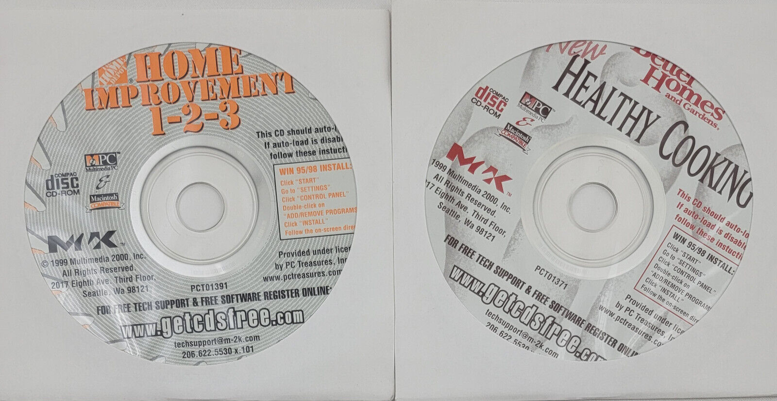 Home Depot Home Improvement 1-2-3 & Better Homes Healthy Cooking PC CD ROMs