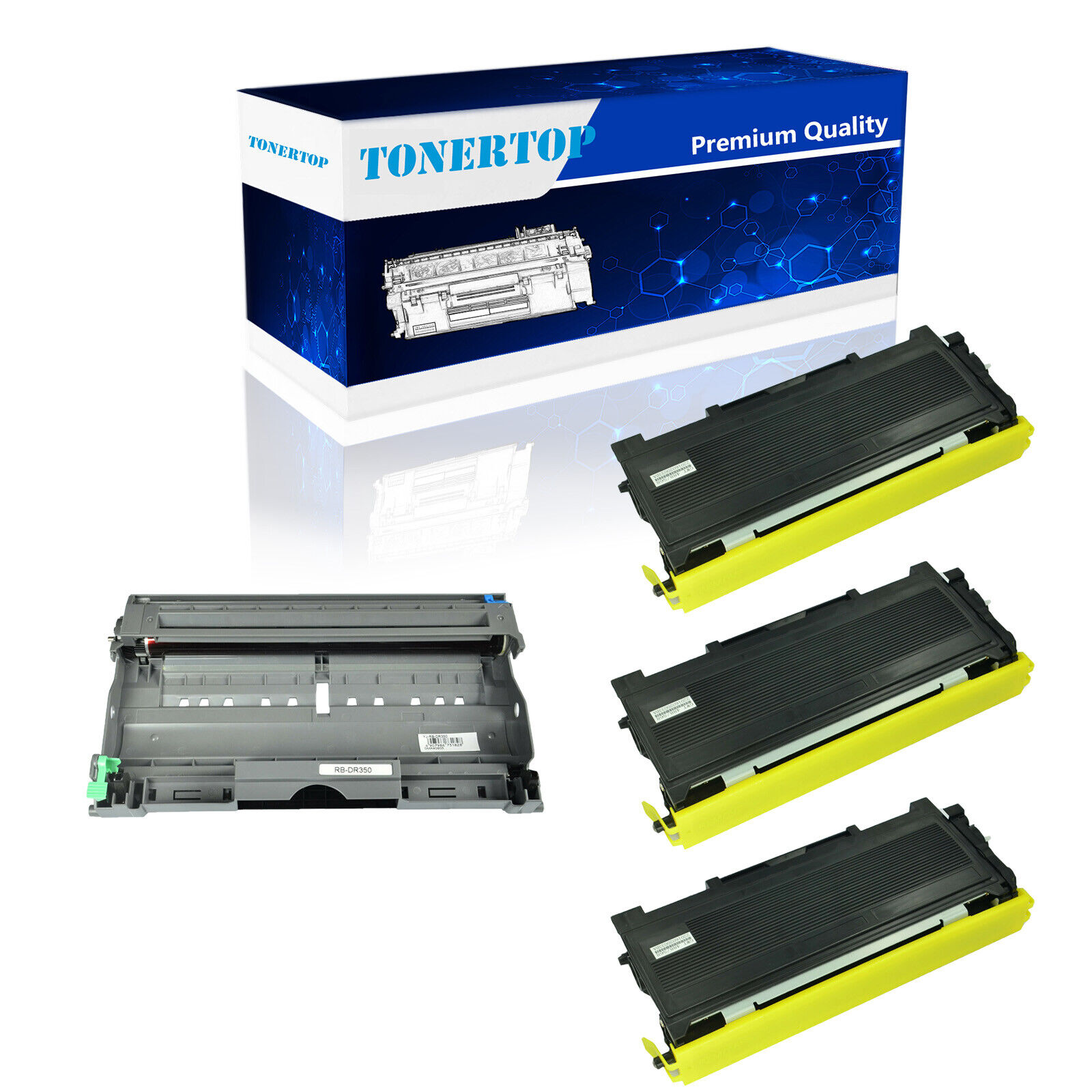 3PK TN350 Toner & 1PK DR350 Drum For Brother DCP-7025 FAX-2810 FAX-2825 FAX-2820