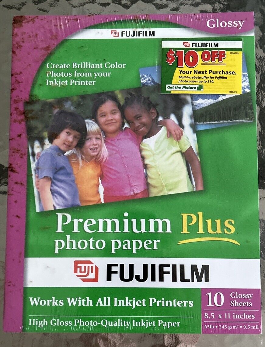 Fujifilm Premium Plus Photo Paper 10 Glossy Sheets Sealed 8.5”x11”
