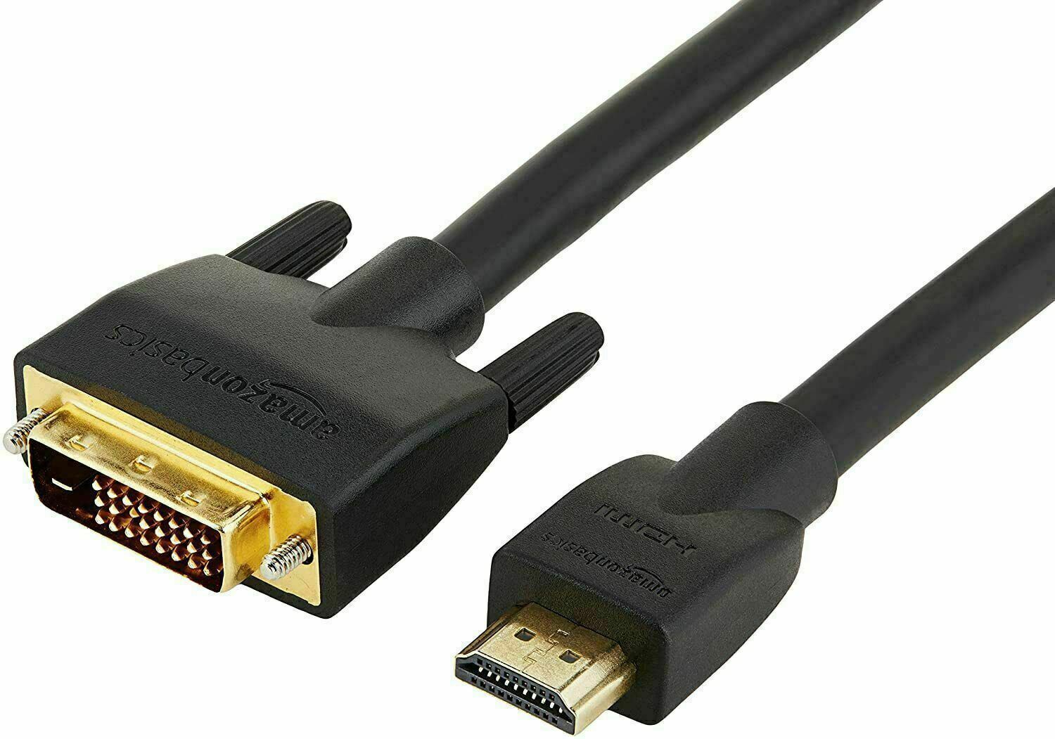 5-PACK AmazonBasics HDMI to DVI 25FT Cables, Black, Gold-Plated Connectors