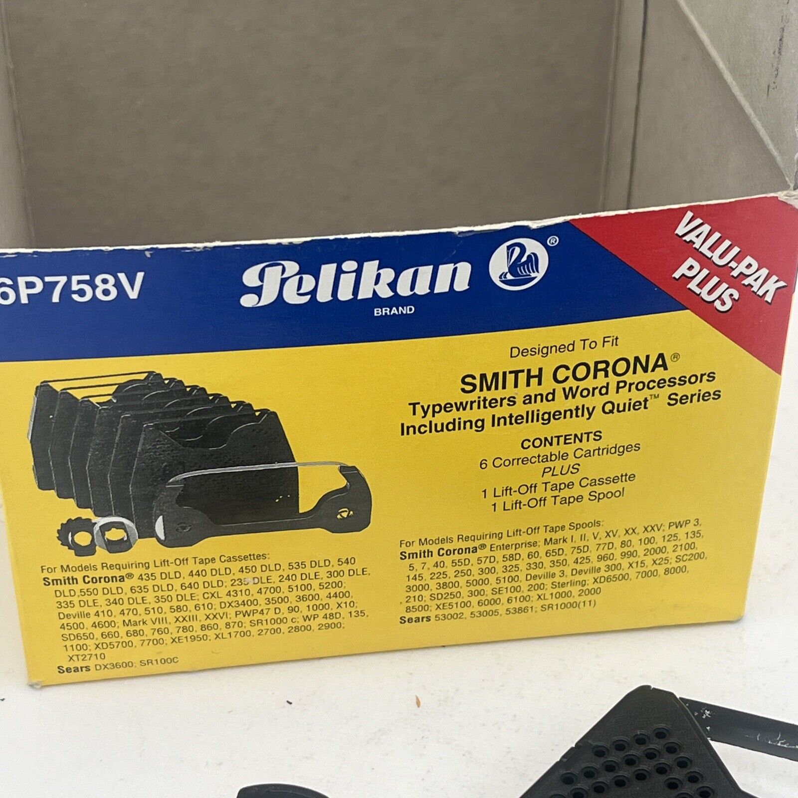 Pelikan Black Cartridge Ribbons 6P758V Smith Corona Open Box 2 Pk And Tape Spool