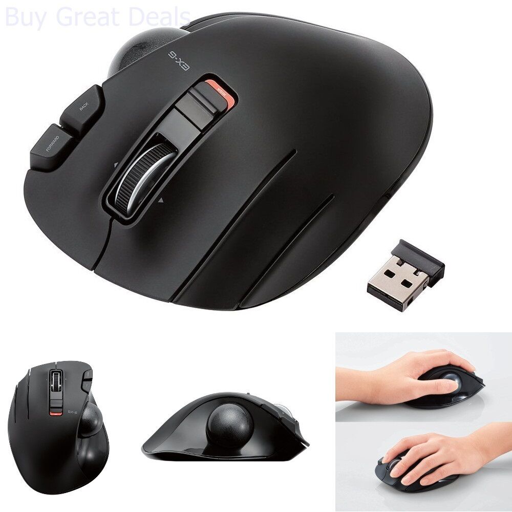 Elecom Left-handed Wireless track ball mouse 6 button Tilt function Black M-XT4D