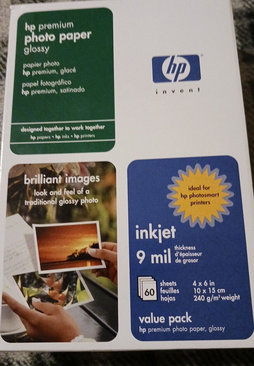 3 Packs Of Premium HP Photo Paper 4x6 60 Sheets Glossy Inkjet Q1989A NEW SEALED