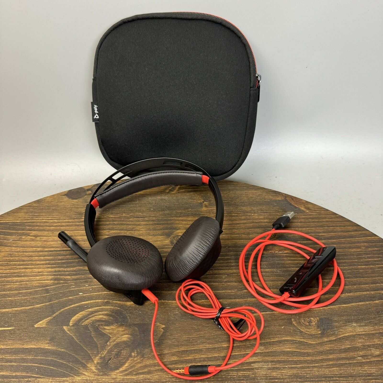 Plantronics Poly DUO C5220T Wired Headset With USB In-Line Controller W/ Case