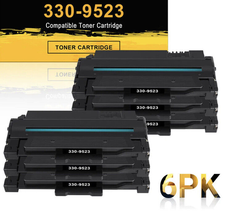 6 Pack Black 330-9523 Toner Cartridge Compatible With Dell 1130 1130N 1133 1135N