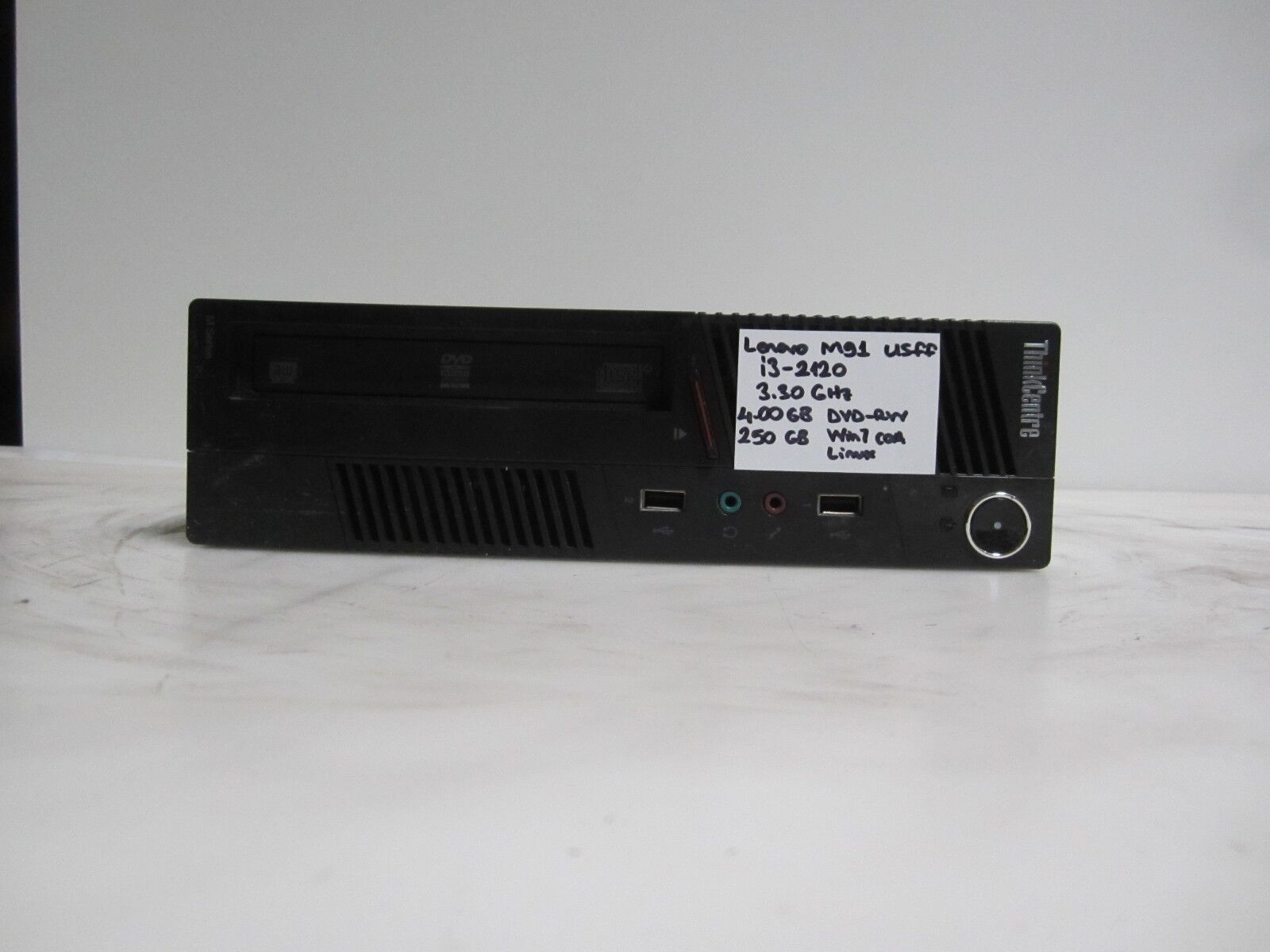 Lenovo ThinkCentre M91 USFF Core i3-2120 3.30GHz 4GB 250GB DVD/RW LINUX PC 
