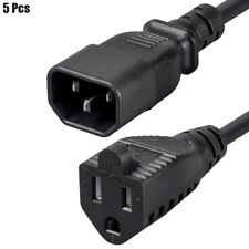 5 Pcs 1FT 18/3 Power Cord Cable IEC 60320 C14 to NEMA 5-15R 18AWG 3-Prong Black picture