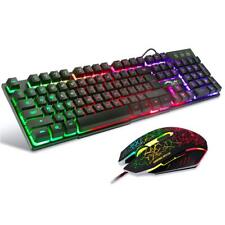 Multiple Color Rainbow LED Backlit Mechanical Feeling USB Wired Gaming Keyboa... picture