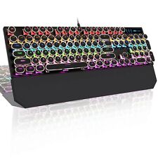 Typewriter Mechanical Gaming Keyboard Retro Punk Round Keycaps with RGB Rainb... picture