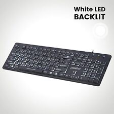 Large Print Letters Computer Keyboard LED Lighted White Backlit Full Size Key PC picture