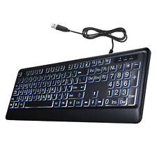 USB Interface Large Print Backlit Wired Keyboard USB Wired Lighted Keyboard Q4N8 picture