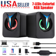 RGB LED Mini USB Wired Computer Speakers Stereo Bass For PC Laptop Desktop 3.5mm picture