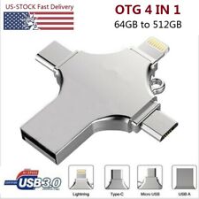 2TB 1TB 4in1 USB 3.0 Flash Drive Memory Stick for iPhone Android Type-C PC US picture