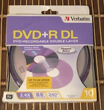 10-pk Verbatim Dual Layer DVD+R Cakebox - 2.4x 8.5GB 240 mins w AZO #95166 New picture