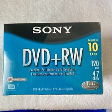 New Sony DVD + RW 10 Pack Rewriteable DVD Discs 4.7GB 120 Minutes Sealed Package picture