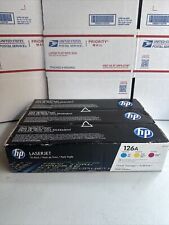 Genuine OEM HP 126A 3-Pack LaserJet Toner Cartridge Cyan Magenta Yellow NEW NIB picture