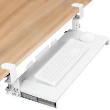 VIVO White Clamp-on Height Adjustable Keyboard and Mouse Under Desk Slider Tray picture