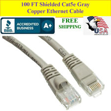 100 Ft Cat5e Gray Shielded Ethernet Patch Cable RJ45 Gold Connectors AWG picture