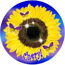 Sunflower Butterflies Round Mouse Pad Personalize Gifts Ladies Flowers Name New  picture