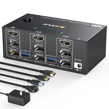 8K 4K Triple Monitor DisplayPort 1.4 DP KVM Switch 2 Ports HDMI USB 3.0 Switcher picture