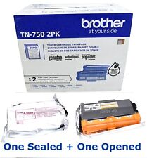 2-Pack Genuine Brother TN750 Black High-Yield Toner Cartridges 7502PK NIOB/ UNS picture