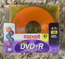 FACTORY SEALED Maxell Color DVD-R 10 Pack w/ Jewel Cases 4.7GB 120Min 16X NEW picture