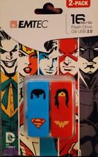 Emtec Superman & Wonder Woman 16GB USB 2.0 Flash Drive. 2 Pack. Justice League  picture