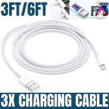 3FT 6FT USB Cable Heavy Duty For Apple iPhone 14 11 XR 8 Charger Data Cord 3Pack picture