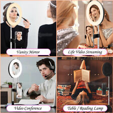 Compact Foldable LED Video Ring Light Vanity Mirror Table Lamp for Zoom Meetings picture