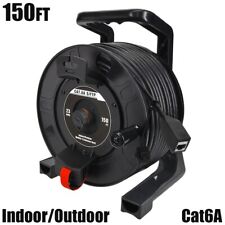 150FT Cat6A RJ45 Ethernet Network S/FTP Shield Cable Retractable Extension Reel picture