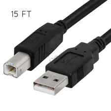 15ft USB 2.0 A Male to USB B Male Printer Scanner Cable Cord 2 Pack picture