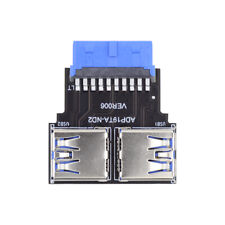 CY Horizontal Type Dual USB 3.0 to Motherboard 20/19 Pin Box Header Slot Adapter picture
