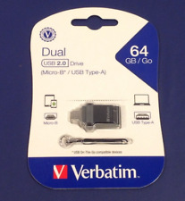 Verbatim 64gb Store 'n' Go Dual USB Flash Drive For Otg Devices #99140 NEW picture