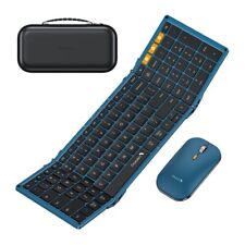 ProtoArc Foldable Keyboard & Mouse Bluetooth XKM01 Folding Combo Travel Blue  picture