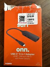 ONN. USB-C 3-in1 Adapter HDMI USB & USB-C with Power Delivery NEW Open Box picture