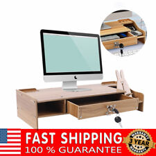 Wood Monitor Riser w/ Drawer Computer/Laptop/PC Stand for Desk Organizer picture