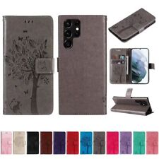 Leather Flip Tree Cat Wallet Cover Case For S22 Ultra S21 FE S20 FE S10 picture