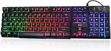 Rii RK100+ Multiple Color Rainbow LED Backlit Large Size USB Wired Mechanical... picture
