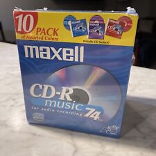 New Unopened 10 pack MAXELL CD-R Music 74 Min Writable Recordable w Astd Colors picture