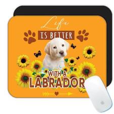 Gift Mousepad : Labrador Sunflower Life is Better Dog Puppy Pet Butterfly Animal picture